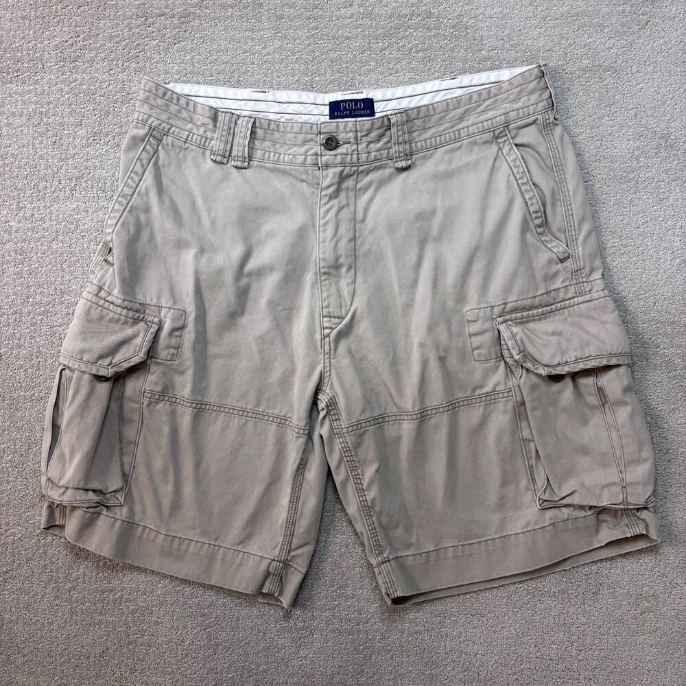 POLO RALPH LAUREN Men's 38 Khaki Classic Chino Shorts Cargo Pockets Dadcore Y2K